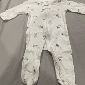 Carter's White Footed One Piece with Animal Prints